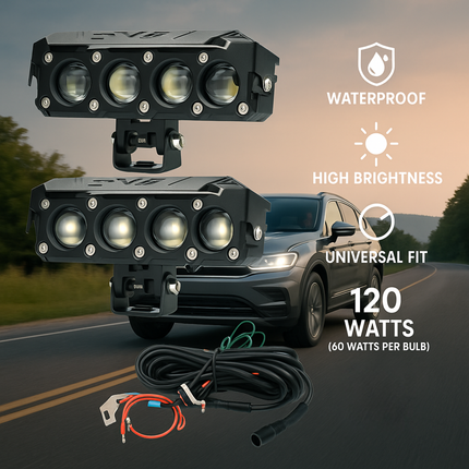 LIU HJG 4LED 120W Yellow/White Fog Light with Wiring Kit