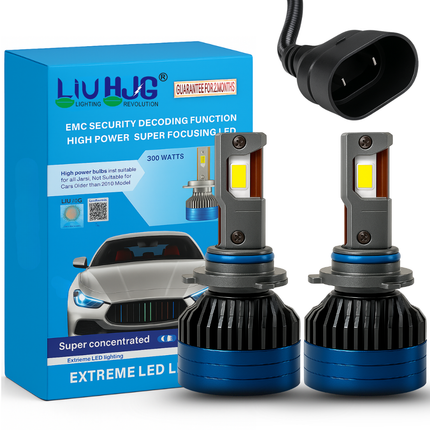 LIU HJG LED 9006 Headlight Bulb Waterproof & Dustproof Heat Dissipation 300W (150W Each) 12V DC Power Universal Fit For All Bikes & Cars Model (Pack of 2) - LIU HJG