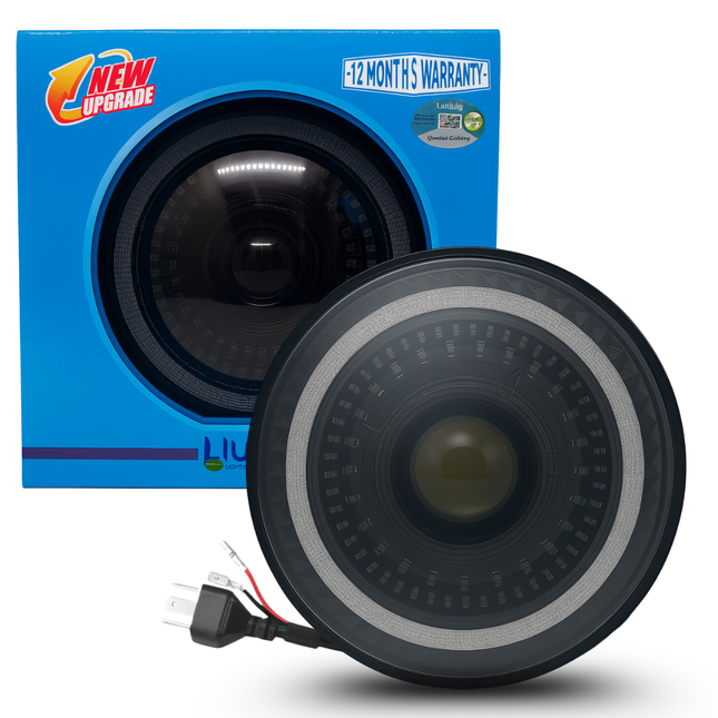 LIU HJG LED DRL 7 Inch Headlight Waterproof & Dustproof 52W 12V DC Power High/Low Beam Yellow White DRL Light Universal fit for Thar, Jeep, Classic 350 & Others (Pack of 1) - LIU HJG
