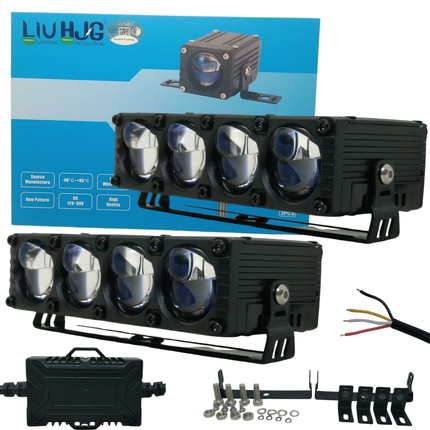LIU HJG Yellow/White 4 Lens 300 Watt Blaze Waymaker Pro Fog Light With Devil Eye Universal For Bike & Car( Pack of 2)