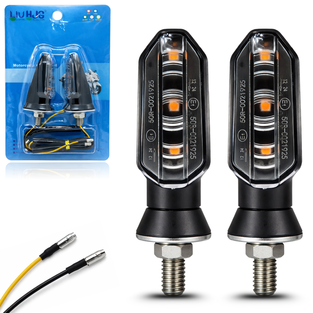 LIU HJG Motorcycle 3 LED Turn Signal Light Small Indicators Waterproof Heavy Duty 12V DC Power Yellow Light Reflection Universal fit for All Bikes Models (Pack of 1 Set)