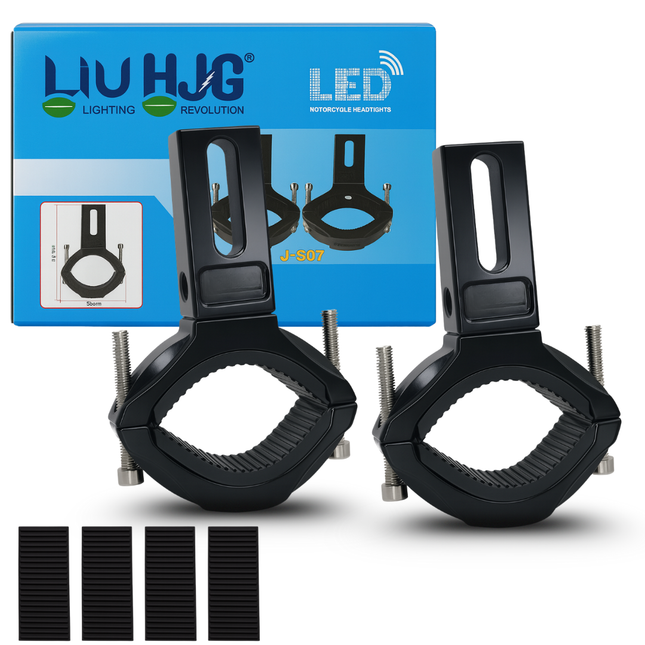 LIU HJG Fog Lamp Clamps with Non Slip Rubber & Installation Tools Adjustable Brackets Heavy Duty Clamps Rustproof Universal fit for all Motorcycle, Car Jeep, SUV & Others Vehicle (Pack of 1 Set) - LIU HJG