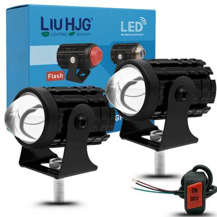 Liu HJG Mini Driving LED Fog Light 36W, 5 Modes (White/Yellow/Red), Universal for Motorcycles, Scooters & Cars  DC 12V-80V  Fog Lamp with Switch - LIU HJG
