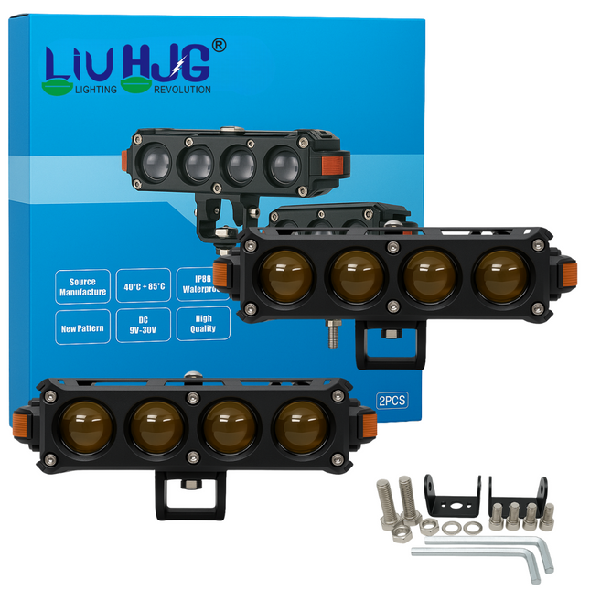 LIU HJG S-62 Future Eye LED Fog Light 4 Lens Rectangle Yellow, White, Red Devil Eye with Left-Right Indicator - LIU HJG