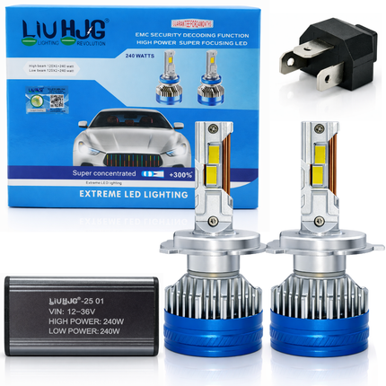 LIU HJG 240W H4 LED Headlight Bulb for Car, Bike & Truck | Ultra Bright White Light - LIU HJG