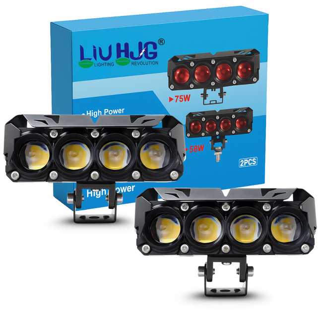 HJG 4-LED 120W Yellow/White Red Devil Eye Fog Light for Bike, Car, Truck & Other Vehicles - LIU HJG