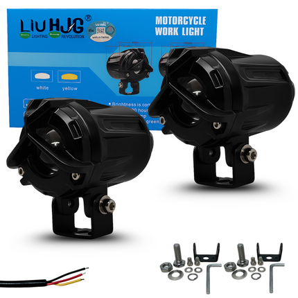 LIU HJG Dual Color Yellow & White 120 Watt Fog Light Universal For Bike & Car( Pack of 2) - LIU HJG