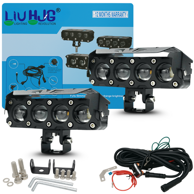 LIU HJG 4LED 120W Yellow/White Fog Light with Wiring Kit