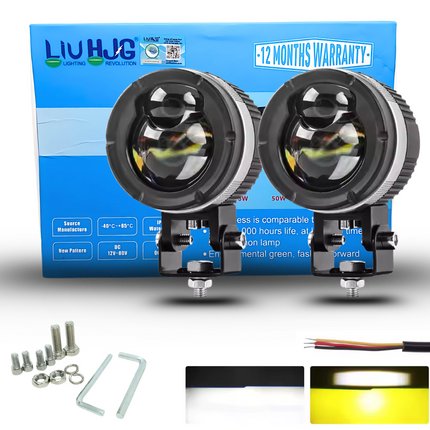 LIU HJG 60W Dual Lens Yellow/White Fog Light with Low/High Beam for Bikes & Cars (1 Set, DC12V-80V)