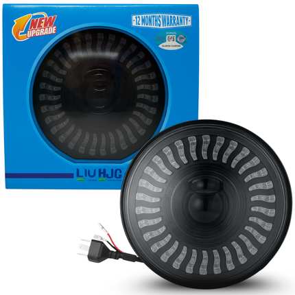 LIU HJG Dual Lens DRL LED 7 Inch Headlight 55W 12V DC Power Waterproof & Heat Dissipation High/Low Beam Yellow & White DRL Light Universal fit for Jeep, Classic 350 & Thar & Other (Pack of 1) - LIU HJG