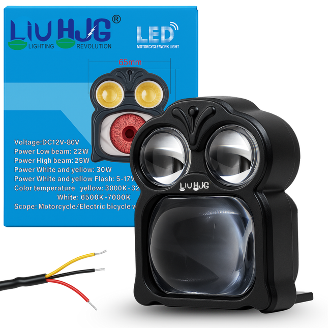 LIU HJG Yellow/White 30 Watt Fog Light With Red Devil Monster Eye Universal For Car & Bike ( Pack of 1)
