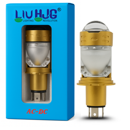 LIU HJG H4 Golden Projector Headlight Bulb Waterproof & Dustproof High Brightness 50W 12V DC Power White Light Reflection Universal fit For All Bikes & Cars Model (Pack of 1) - LIU HJG