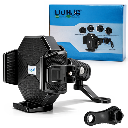 LIU HJG Motorcycle Mobile Holder Heavy Duty Adjustable Mobile Holder with Mirror Fitting Universal Fitment 360 Rotational Shockproof & Secure Grip for Smartphones (Pack 1)