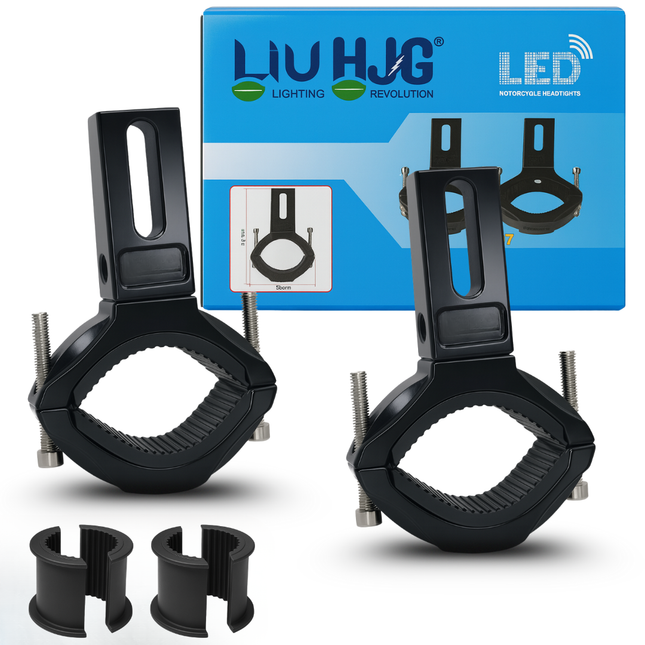 LIU HJG Fog Lamp Small Shocker Clamps with Non Slip Rubber & Installation Tools Adjustable Brackets Heavy Duty Clamps Rustproof Universal fit for all Motorcycle, Car Jeep, SUV & Others (Pack 1 Set) - LIU HJG
