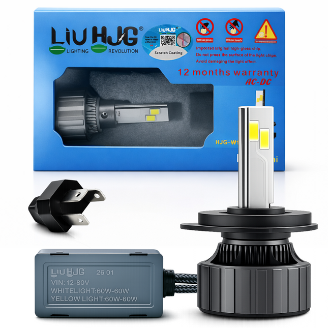 LIU HJG Ultra Bright M2 Mini LED Headlight Bulb Waterproof, Cooling Fan Inbuilt for Heat Dissipation 120W 12V DC Power High Low Beam White Light Reflection Universal fit for All Bikes & Cars (Pack of 1)