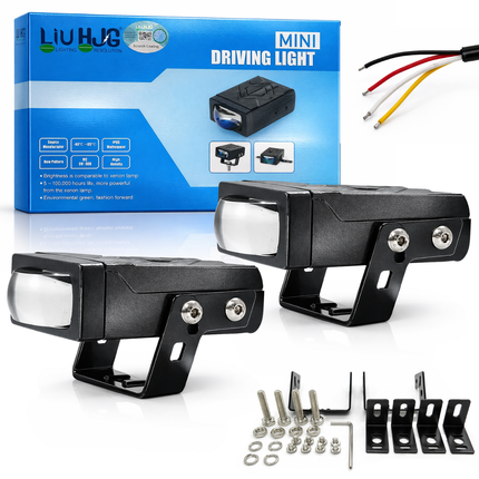 LIU HJG Ultra Bright Single Lens Fog Light Waterproof & Heat Dissipation 2 Types of Clamp Fitting 40W 12V DC Power Yellow White & Red Devil Eye Light Universal fit All Bikes & Cars (Pack of 2) - LIU HJG