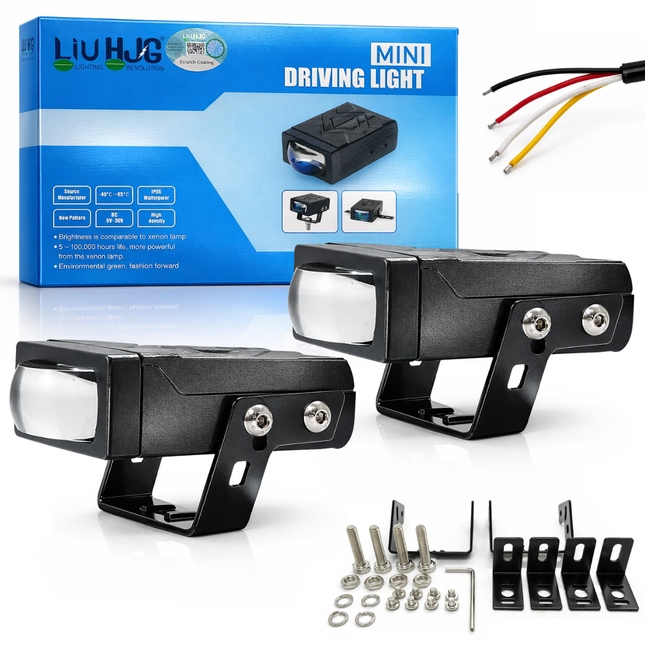 LIU HJG Ultra Bright Single Lens Fog Light Waterproof & Heat Dissipation 2 Types of Clamp Fitting 40W 12V DC Power Yellow White & Red Devil Eye Light Universal fit All Bikes & Cars (Pack of 2) - LIU HJG