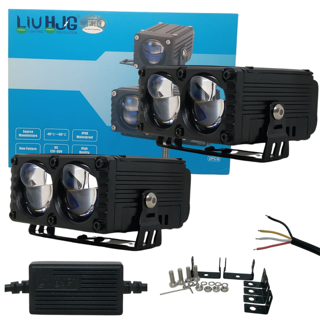 LIU HJG Yellow/White 3 Lens 260 Watt Blaze Waymaker Pro Fog Light With Devil Eye Universal For Bike & Car( Pack of 2)