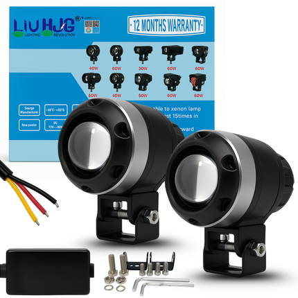 LIU HJG P48 LED Fog Light Ultra Bright Wateproof & Dustproof High/Low Beam 40W 12V DC Power Yellow, White Light Reflection Heat Dissipation Universal fit for All Bikes & Cars (Pack 2) - LIU HJG
