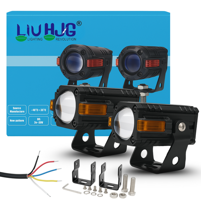LIU HJG S-83 80W Yellow/White High Bright LED Fog Light with Red Devil Eye Waterproof & Heat Dissipation 12V DC Universal for Bike & Car (Pack of 2)
