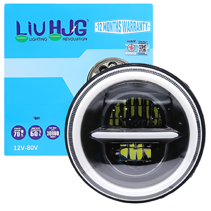LIU HJG 7 inch round Minus LED headlight with yellow and white DRL ring