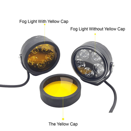 LED fog light for cars, 90W LED fog light, white fog light with yellow cap, universal LED fog lamp, motorcycle fog light, truck LED fog light, high power LED driving light