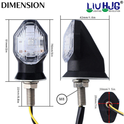 LIU HJG Motorcycle Single LED Turn Signal Light Small Indicators Waterproof Heavy Duty 12V DC Power Yellow Light Reflection Universal fit for All Bikes Models (Pack of 1 Set) - LIU HJG