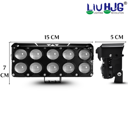 LIU HJG JC34 10 LED Ultra Bright Fog Light Waterproof & Dustproof 54W 12V DC Power High/Low Beam Yellow White & Red Blue DRL Light Reflection Universal Fit for All Bikes & Cars Models (Pack of 1) - LIU HJG