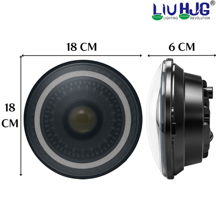 LIU HJG LED DRL 7 Inch Headlight Waterproof & Dustproof 52W 12V DC Power High/Low Beam Yellow White DRL Light Universal fit for Thar, Jeep, Classic 350 & Others (Pack of 1) - LIU HJG