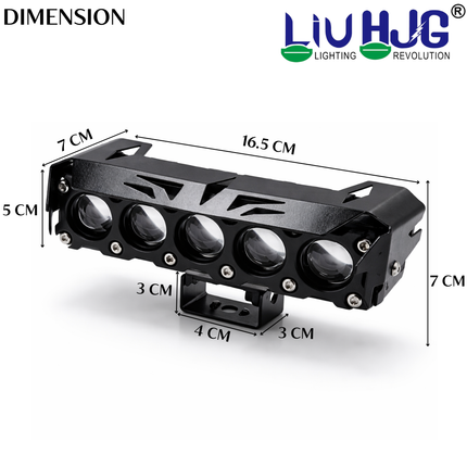 LIU HJG Future Eye 5 Lens LED Fog Light With Wiring Kit (Harness & Remote) Waterproof & Dustproof Power 75W Each (150W Total) 12V-80V DC Power HJG for Cars & Bikes (Pack of 2) - LIU HJG