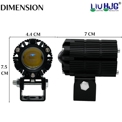 CNC Cut Design New Mini Drive High Brightness Waterproof & Heat Dissipation Cooling Fan 80W 12V DC Power Yellow, White & Red Devil Light Reflection Universal fit For All Bikes & Cars (Pack 2) - LIU HJG