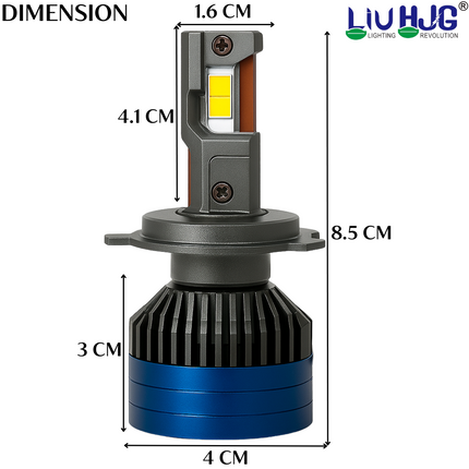 LIU HJG LED H4 Headlight Bulb Waterproof & Dustproof Heat Dissipation 300W (150W Each) 12V DC Power Universal Fit For All Bikes & Cars Model (Pack of 2) - LIU HJG