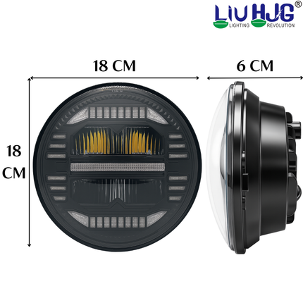 LIU HJG LED Headlight 7 Inch DRL High Brightness Waterproof & Heat Dissipation 67W 12V DC Power High/Low Beam Yellow/White DRL Light Universal fit for Thar, Jeep, Classic 350 & Others (Pack of 1) - LIU HJG