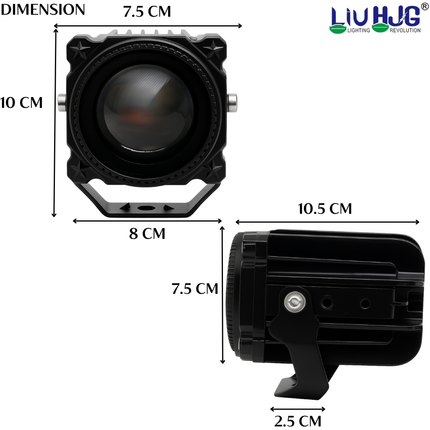 LIU HJG Laser Canon 120W Yellow & White Super Bright LED Fog Light | Featuring 300–500m Range | Universal For Car & Bike (Pack of 2)