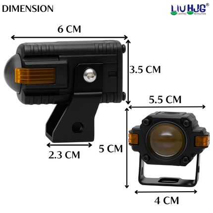 S-83 Fog Light With Wiring Kit Super Brightness Wateproof & Heat Dissipation 80W 12V DC Power High/Low Beam Yellow, White & Red Devil Eye Light Universal fit for All Bikes & Cars (Pack 2) - LIU HJG
