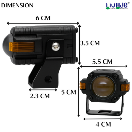 LIU HJG S-83 80W Yellow/White High Bright LED Fog Light with Red Devil Eye Waterproof & Heat Dissipation 12V DC Universal for Bike & Car (Pack of 2)