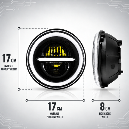 LIU HJG 7 inch round Minus LED headlight with yellow and white DRL ring