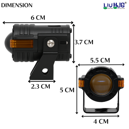 LIU HJG S-82 Fog Light With Wiring Kit Wateproof & Heat Dissipation High/Low Beam 80W 12V DC Power Yellow, White & Red Devil Eye Light Super Brightness Universal fit for All Bikes & Cars (Pack 2) - LIU HJG