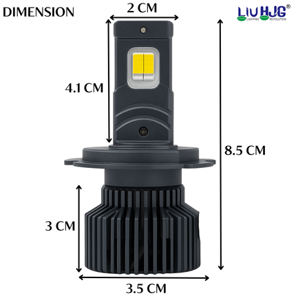 LIU HJG White LED 70W Headlight Bulb H4 Plug Fitting Super Bright Waterproof Headlight Bulb 12V DC High/Low Beam Universal fit for All Bikes & Cars (Pack of 1 Piece) - LIU HJG