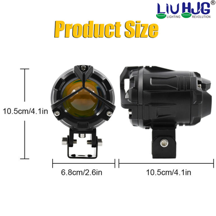 LIU HJG Mercedes Y-Lens Ultra-Wide LED Fog Lights (White/Yellow) | Pair with Wiring Harness & Switch for Car & Bike - LIU HJG