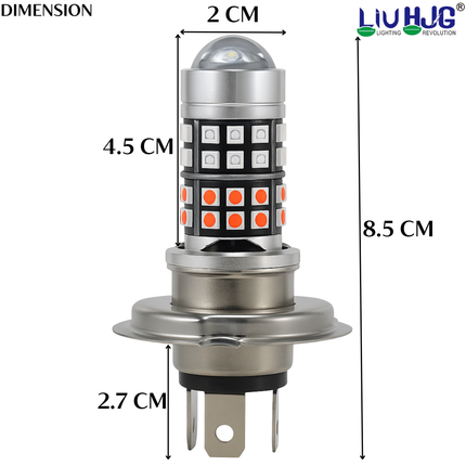 LIU HJG 40 LED Yellow/White & Red/Blue 40 Watt H4 Police Headlight Bulb Universal For Bike & Car( Pack of 1) - LIU HJG