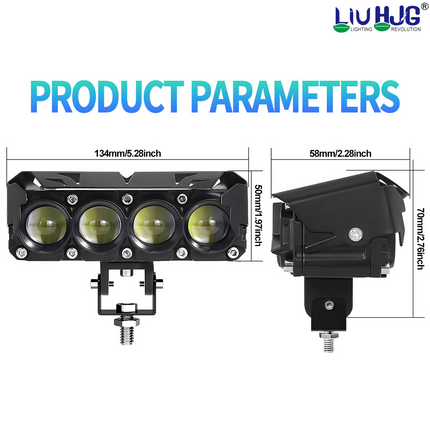 LIU HJG 4LED 120W Yellow/White Fog Light with Wiring Kit