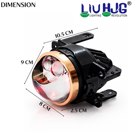 LIU HJG 3 Inch LED Projector Lens Laser Fog Lamp Waterproof & Heat Dissipation 120W 12V DC Power Yellow White & Red Devil Eye Light Reflection Universal Fit For All Bikes & Cars Model (Pack of 2