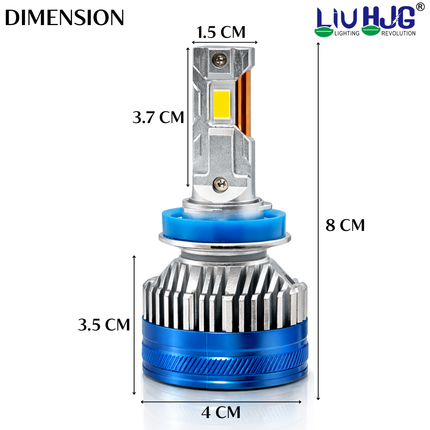 LIU HJG LED Headlight Bulb (H9/H11/H16) Fitting Ultra Bright Waterproof & Heat Dissipation 240W 12V DC Power High/Low Beam White Light Reflection Universal fit for All Bike & Car (Pack of 2)