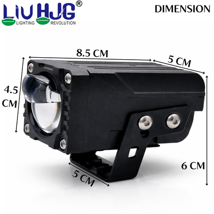 LIU HJG LED Dual Cut Lens Fog Light Waterproof & Dustproof Heat Dissipation 2 Types of Clamp Fitting 120W 12V DC Power White & Red Devil Eye Light Universal fit All Bikes & Cars (Pack of 2) - LIU HJG