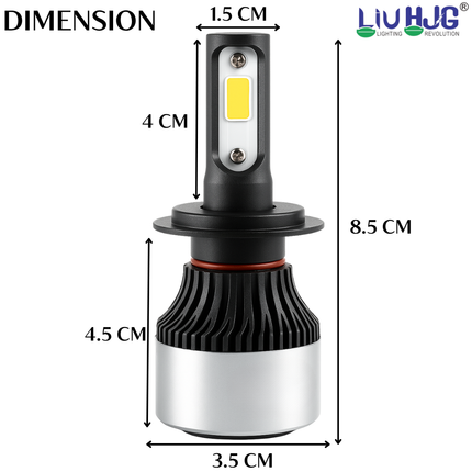 LIU HJG H7 LED Headlight Bulbs with COB Chips | 6500K White Light | 12-Month Warranty - LIU HJG