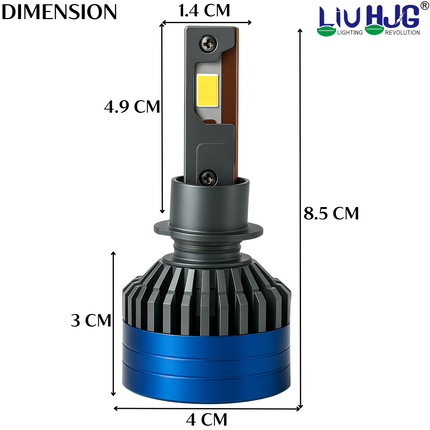 LIU HJG LED H1 Headlight Bulb Waterproof & Dustproof Heat Dissipation 300W (150W Each) 12V DC Power Universal Fit For All Bikes & Cars Model (Pack of 2) - LIU HJG