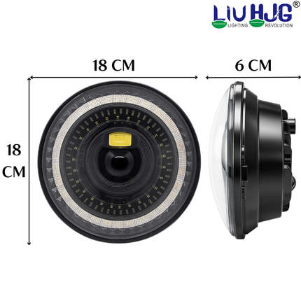 LIU HJG DRL LED 7 Inch Dual Lens Headlight Waterproof & Heat Dissipation High/Low Beam 55W 12V DC Power Yellow & White DRL Light Universal fit for Jeep, Classic 350 & Thar & Other (Pack of 1) - LIU HJG