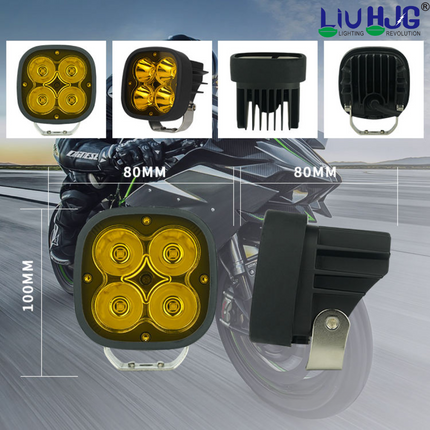 LIU HJG 60W LED Fog Light with Yellow Lens Cap & Wiring Kit | Universal Fit for Bike & Car - LIU HJG