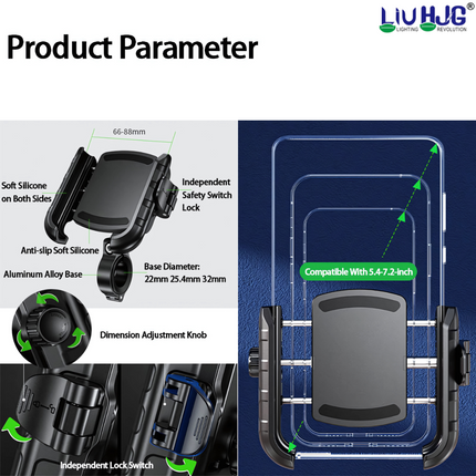 LIU HJG Bike Mobile Holder Featuring Handle & Mirror Fitting Type (Pack of 1) - LIU HJG